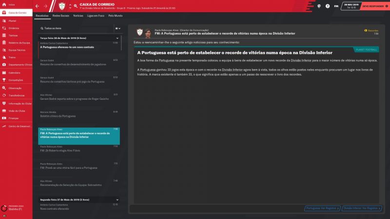 Recorde de vitorias numa temporada perto de estabelecer numa divisão inferior.jpg